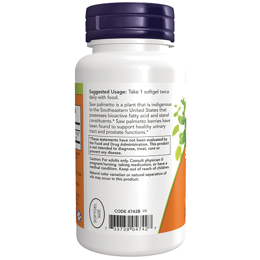 NWF1061 | Back of white supplement bottle with purple cap showing suggested usage, caution box, barcode and plant graphic - Thumbnail