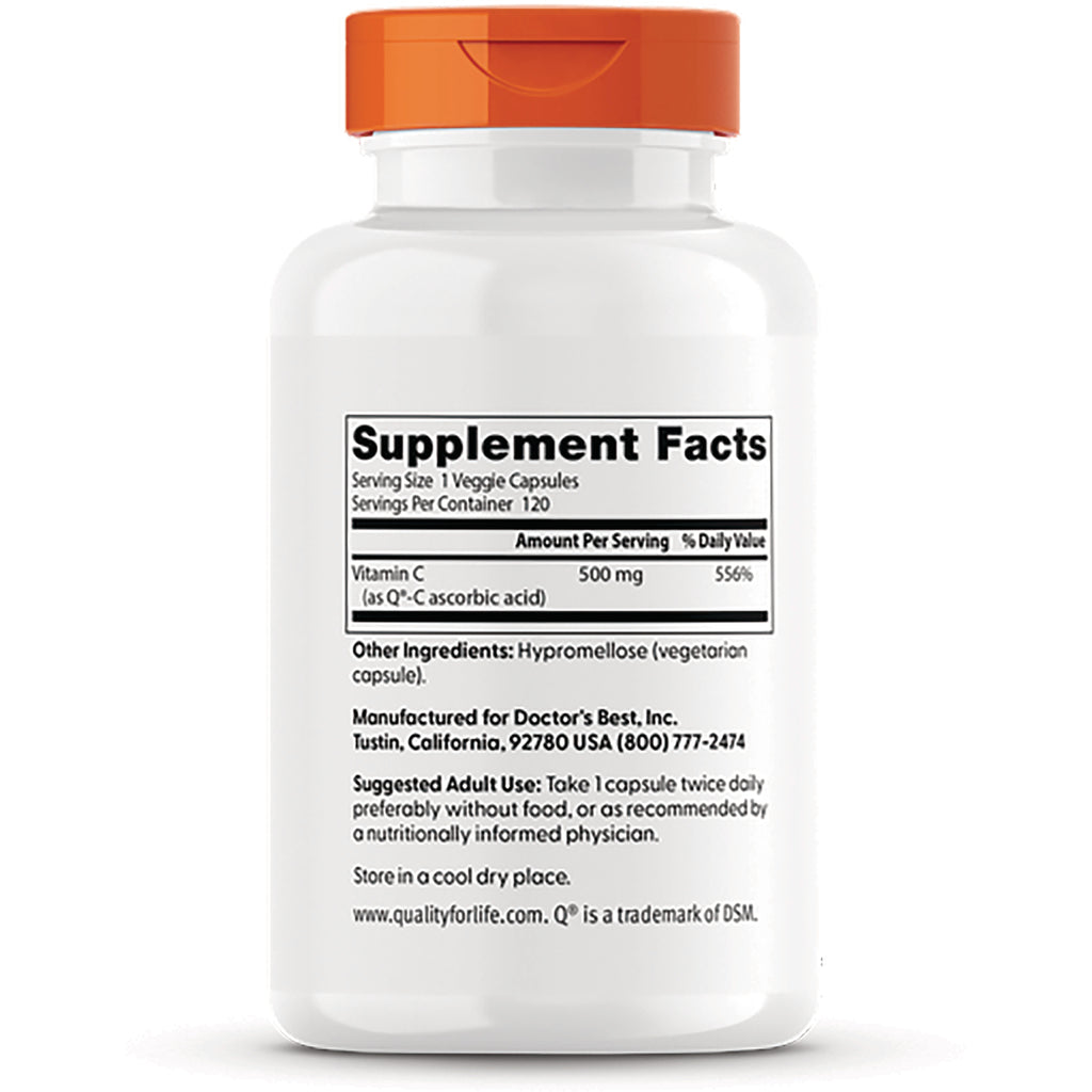 DB215 | Back label showing Supplement Facts, Vitamin C 500 mg per serving and suggested adult use - Thumbnail
