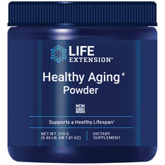 LE596 | LIFE EXTENSION Healthy Aging Powder jar 210 g dietary supplement navy blue label
