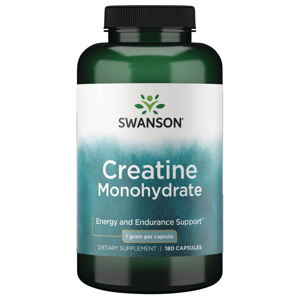 SWU1111 | Swanson Creatine Monohydrate, Energy and Endurance Support, 1 gram per capsule, 180 capsules - Thumbnail