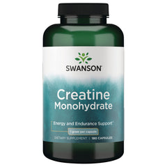 SWU1111 | Swanson Creatine Monohydrate, Energy and Endurance Support, 1 gram per capsule, 180 capsules