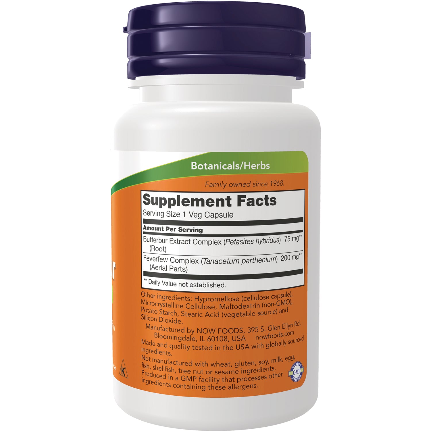 NWF531 | Back label showing Supplement Facts, serving size, and ingredient text on a white supplement bottle