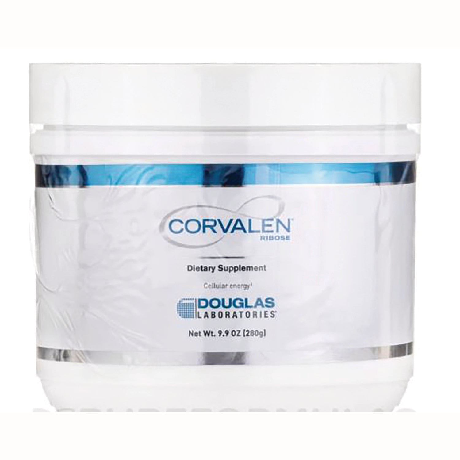 DGL043 | Front view of CORVALEN RIBOSE dietary supplement tub by Douglas Laboratories labeled Net Wt 9.9 OZ 280g