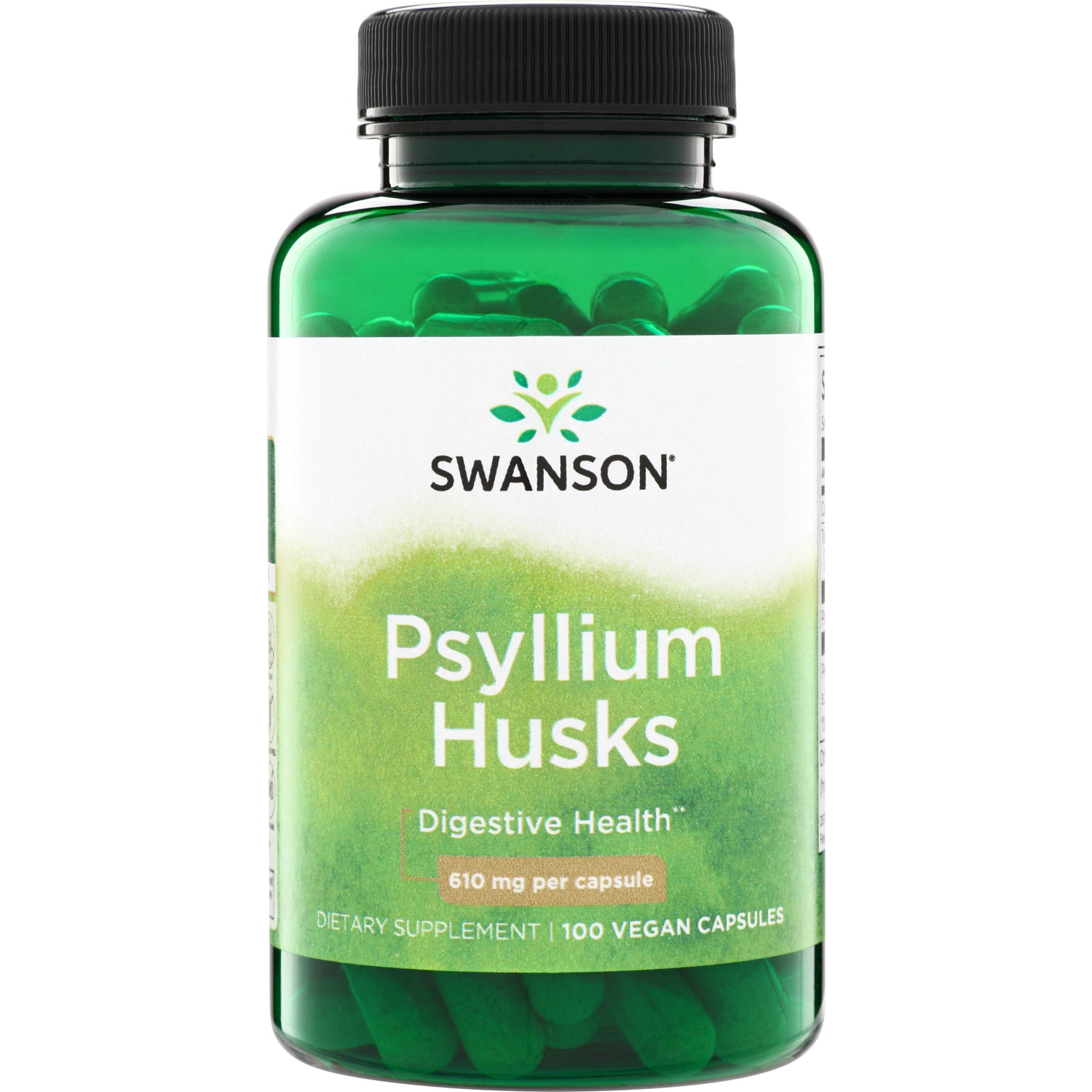 SW802 | Swanson Psyllium Husks, Digestive Health, 610 mg per capsule, 100 vegan capsules
