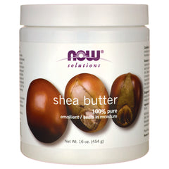 NWF1300 | NOW Solutions shea butter jar 16 oz labeled 100% pure emollient seals in moisture