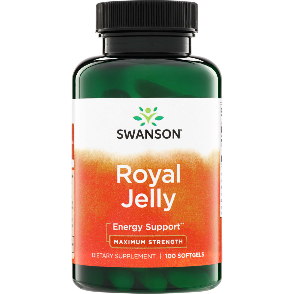 SW1601 | Swanson Royal Jelly supplement bottle, Energy Support, Maximum Strength, 100 softgels - Thumbnail