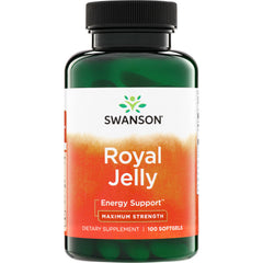 SW1601 | Swanson Royal Jelly supplement bottle, Energy Support, Maximum Strength, 100 softgels