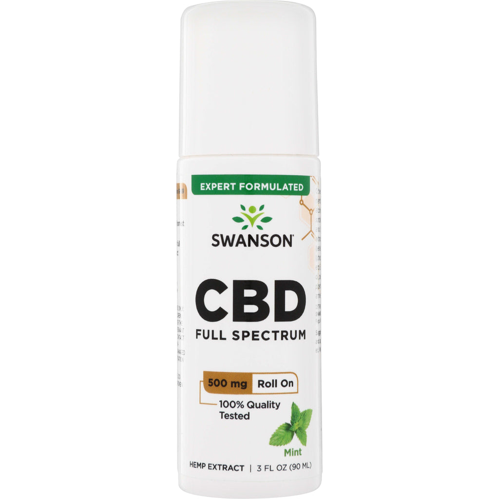 SW1843 | Swanson CBD Full Spectrum Roll On, 500 mg, Mint, Hemp Extract, Expert Formulated, 3 fl oz - Thumbnail