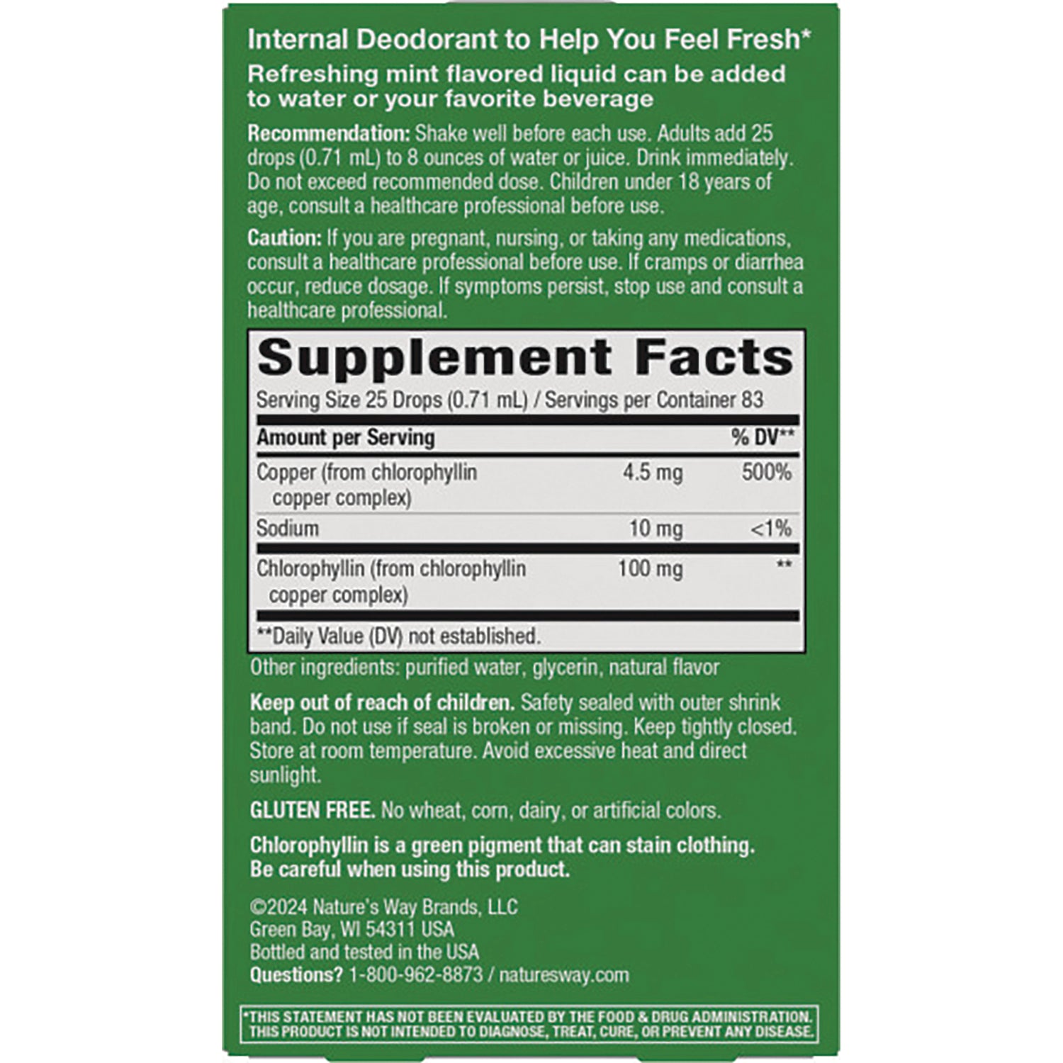 NW866 | Back label showing Supplement Facts table, ingredients, directions, and warnings