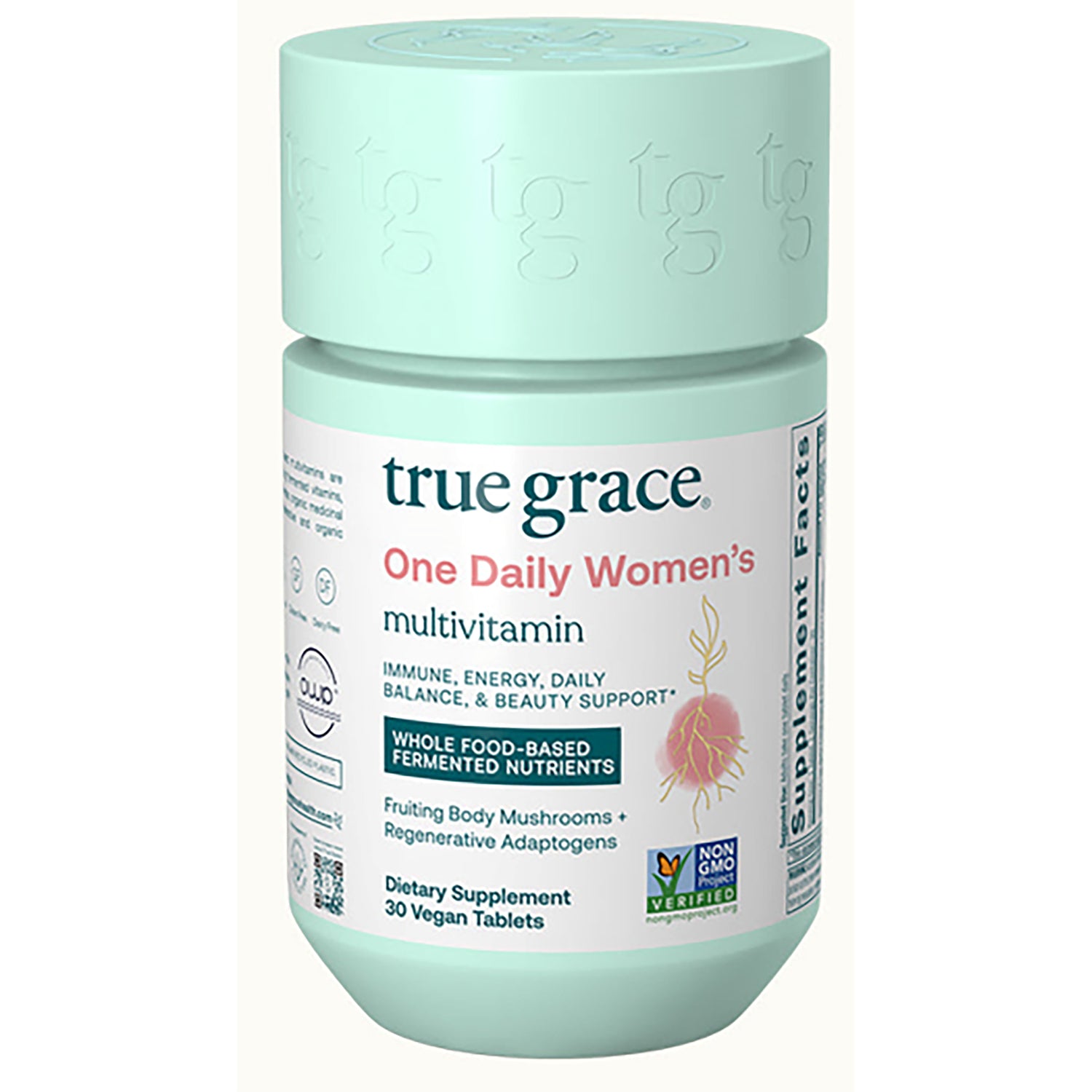 TG001 | True Grace One Daily Women's multivitamin bottle, 30 vegan tablets, Non-GMO Project Verified