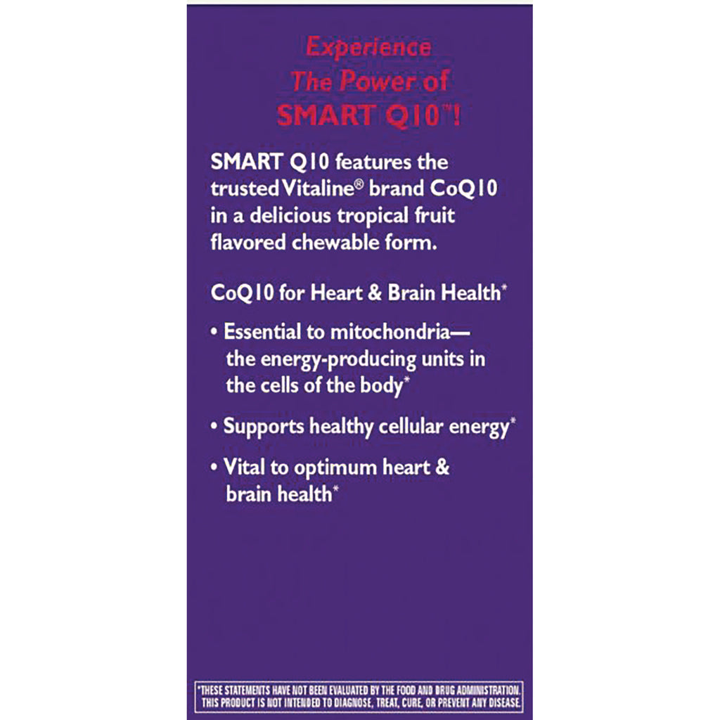ET385 | Purple product infographic titled SMART Q10 featuring Vitaline brand CoQ10 and bullet points on heart and brain health - Thumbnail