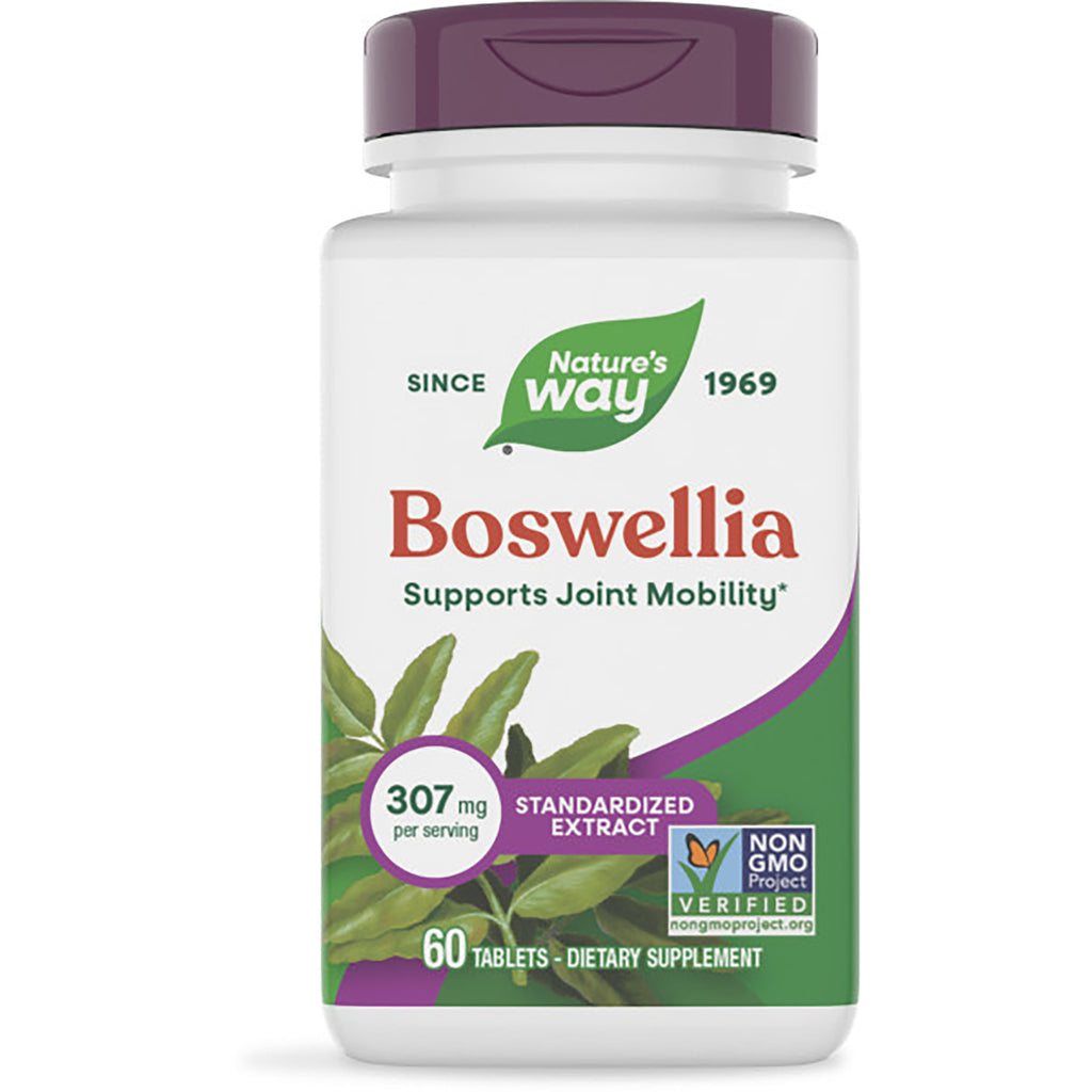 NW685 | Bottle of Nature's Way Boswellia Premium Extract dietary supplement, 60 tablets, front label showing plant powered and supports joint mobility - Thumbnail