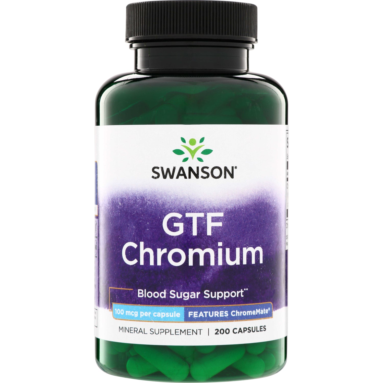 SW1741 | Swanson GTF Chromium, Blood Sugar Support, 100 mcg per capsule, 200 capsules