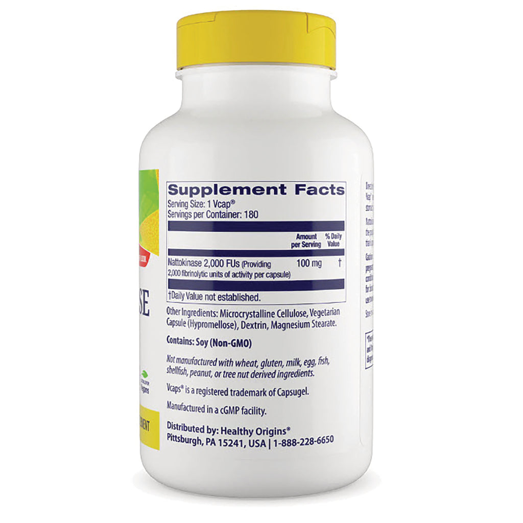 HRG029 | Back of white supplement bottle with yellow cap showing Supplement Facts panel, ingredients and Contains Soy (Non-GMO) - Thumbnail