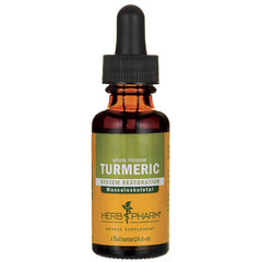 HPH034 | Amber dropper bottle labeled TURMERIC System Restoration Musculoskeletal herbal supplement 1 fl oz