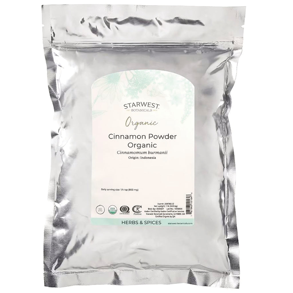 STB005 | Starwest Botanicals Organic Cinnamon Powder front pouch, Cinnamomum burmanii, Origin Indonesia - Thumbnail
