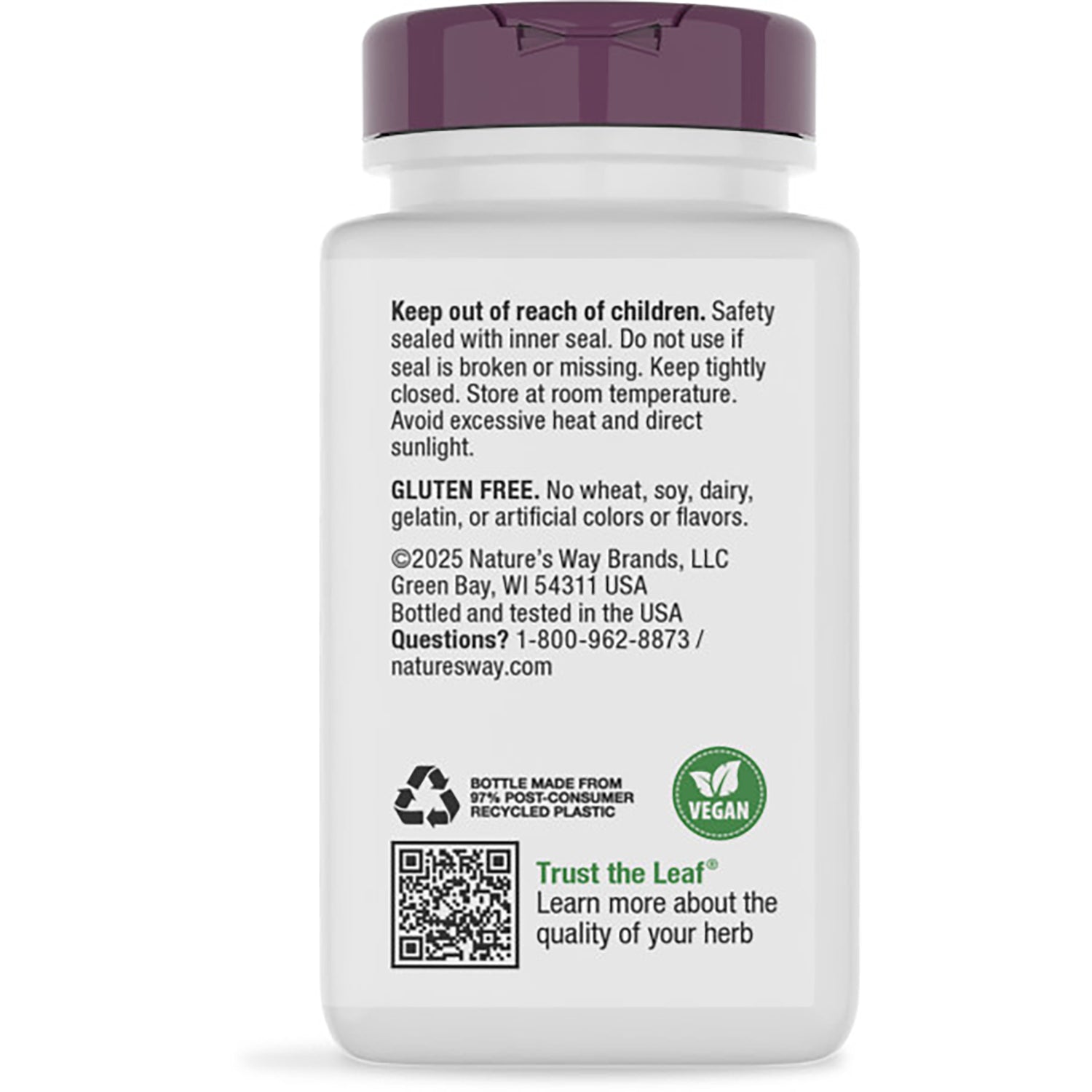 NW951 | back label of brown supplement bottle reading Promotes Urinary Tract Health with barcode and ingredient text