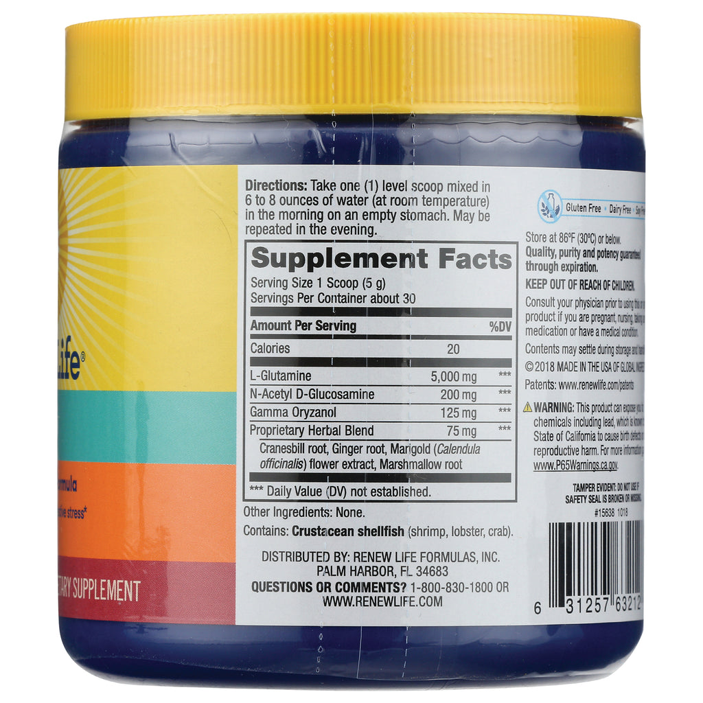 RNL025 | back label of supplement jar showing Supplement Facts panel, directions, ingredients and barcode - Thumbnail