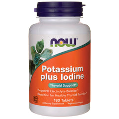 NWF844 | white supplement bottle labeled Potassium plus Iodine Thyroid Support 180 Tablets