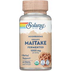 SLR462 | Solaray Mushrooms Organic Maitake Fermented 1000 mg per serving, 60 organic capsules