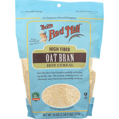 BOB308 | Bob's Red Mill high fiber Oat Bran hot cereal bag front with clear window showing bran