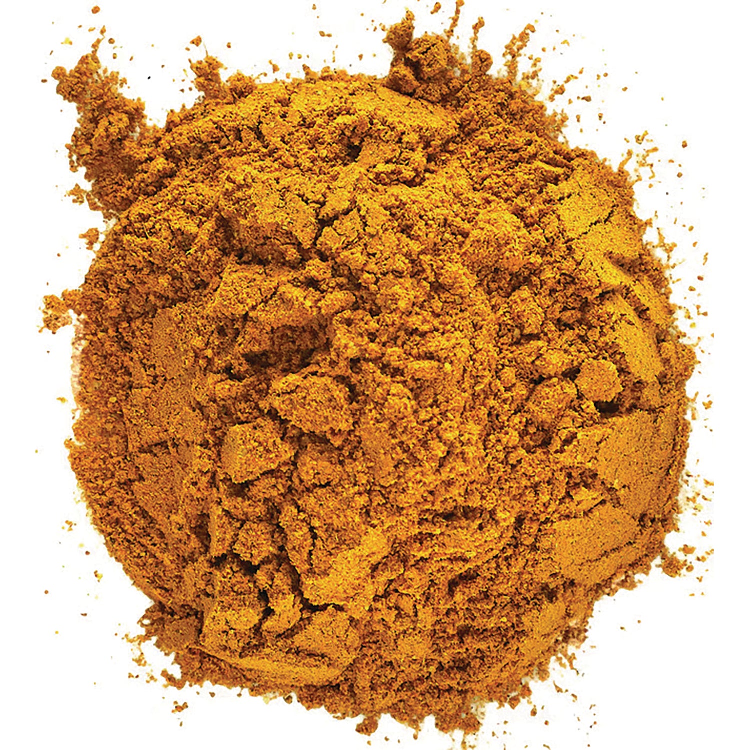 STB003 | Ground golden-orange spice powder in a loose pile on white background