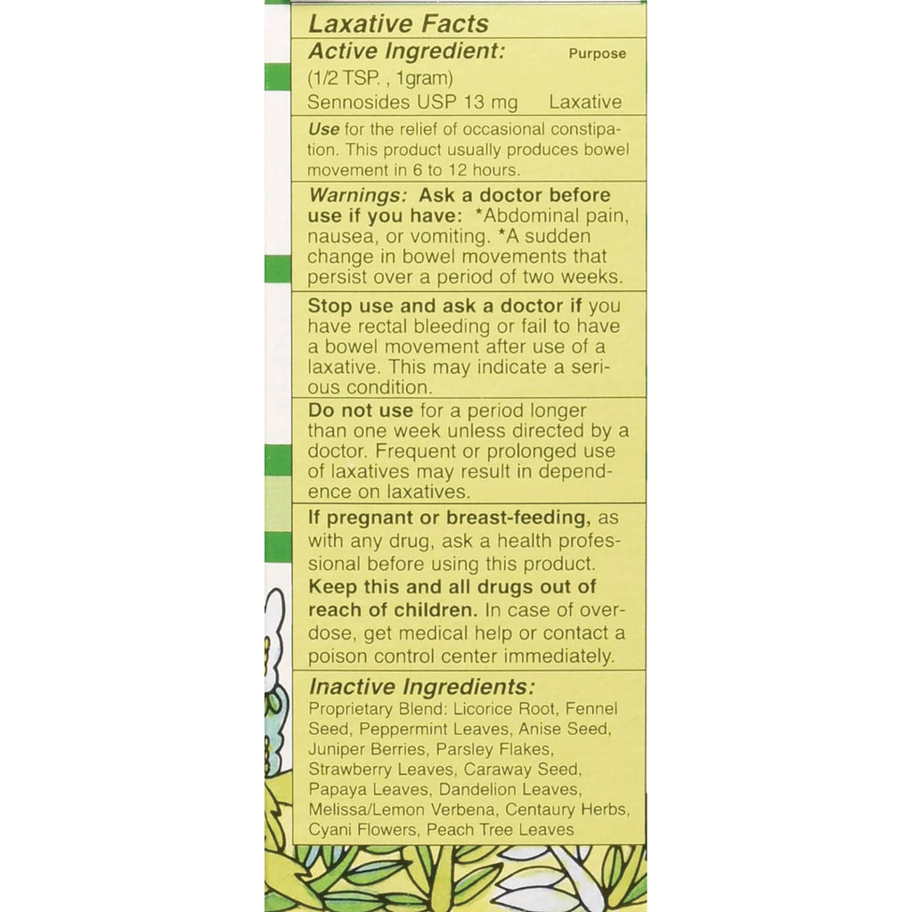 SKR004 | back panel displaying Laxative Facts, active ingredient Sennosides USP 13 mg, warnings and inactive ingredients - Thumbnail