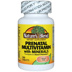NAB124 | Nature's Blend prenatal multivitamin with minerals bottle labeled 100 tablets