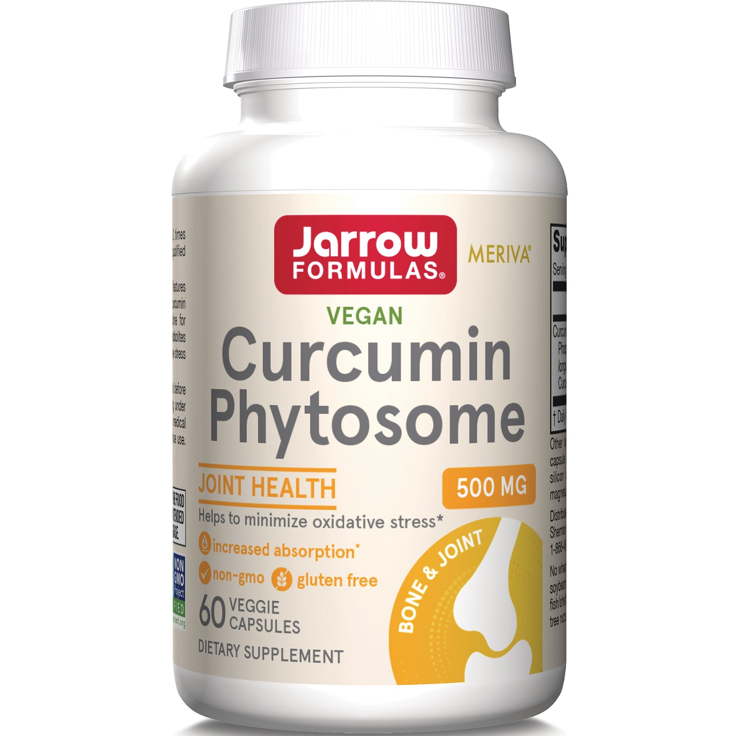 JR265 | Jarrow Formulas Vegan Curcumin Phytosome 500 mg bottle, 60 veggie capsules for joint health