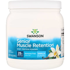 SWU1016 | Swanson Senior Muscle Retention whey protein powder, vanilla flavor, 25 g protein, hormone free