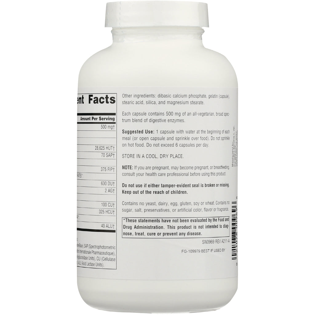 SN106 | Back label of white supplement bottle showing Supplement Facts, suggested use, warnings and barcode - Thumbnail