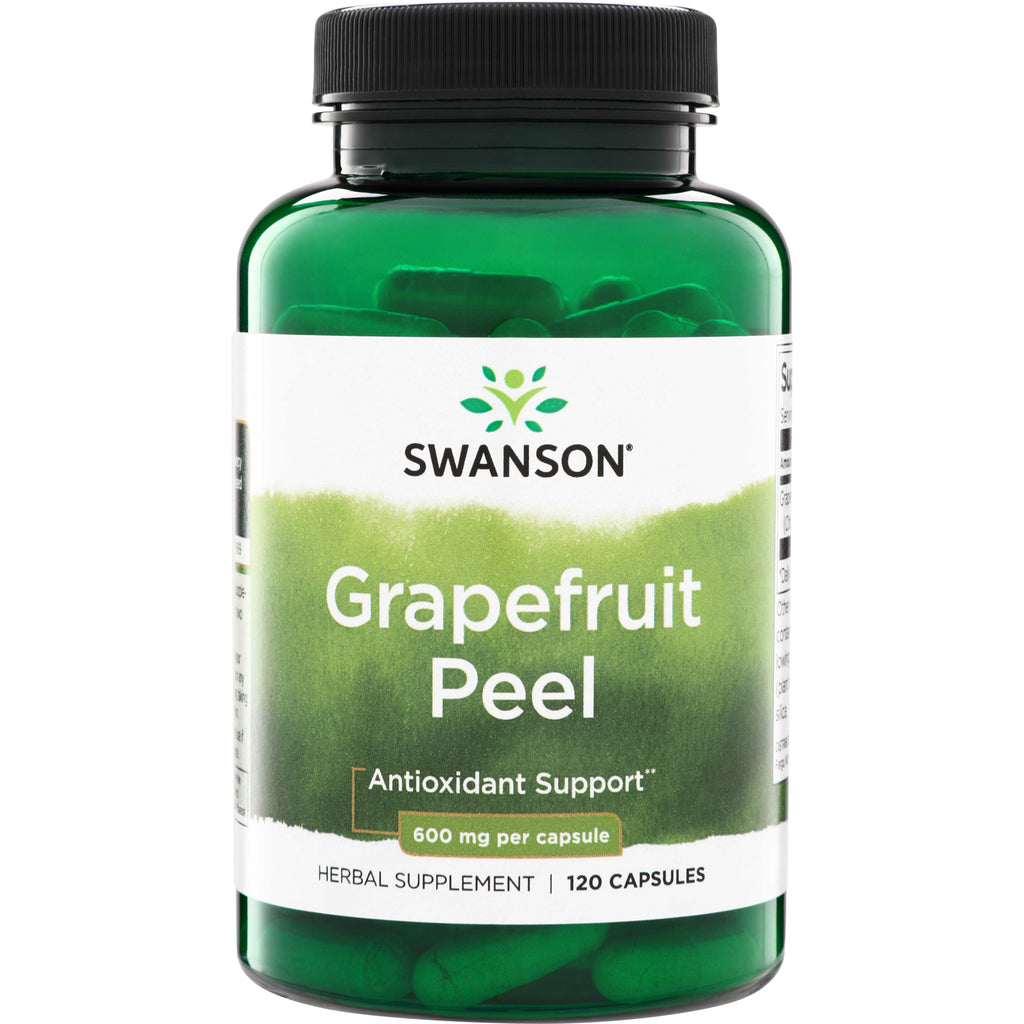 SW1158 | Swanson Grapefruit Peel supplement bottle, Antioxidant Support, 600 mg per capsule, 120 capsules - Thumbnail