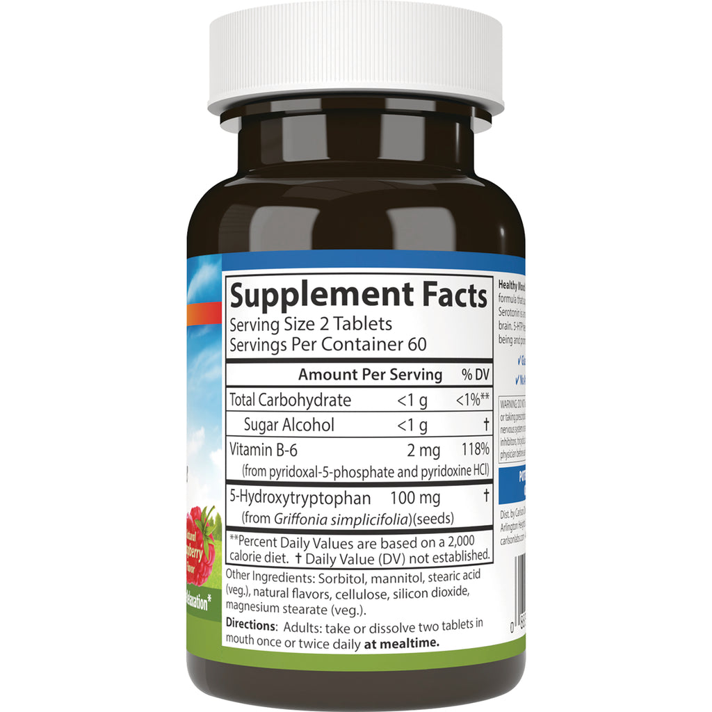 CSN123 | Back label showing Supplement Facts panel with serving size 2 tablets and 5-HTP 100 mg - Thumbnail