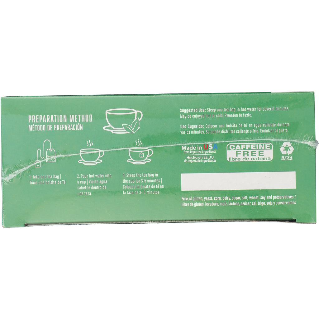 BNN071 | Back of green tea box showing preparation method icons and bilingual brewing directions, Caffeine Free label - Thumbnail