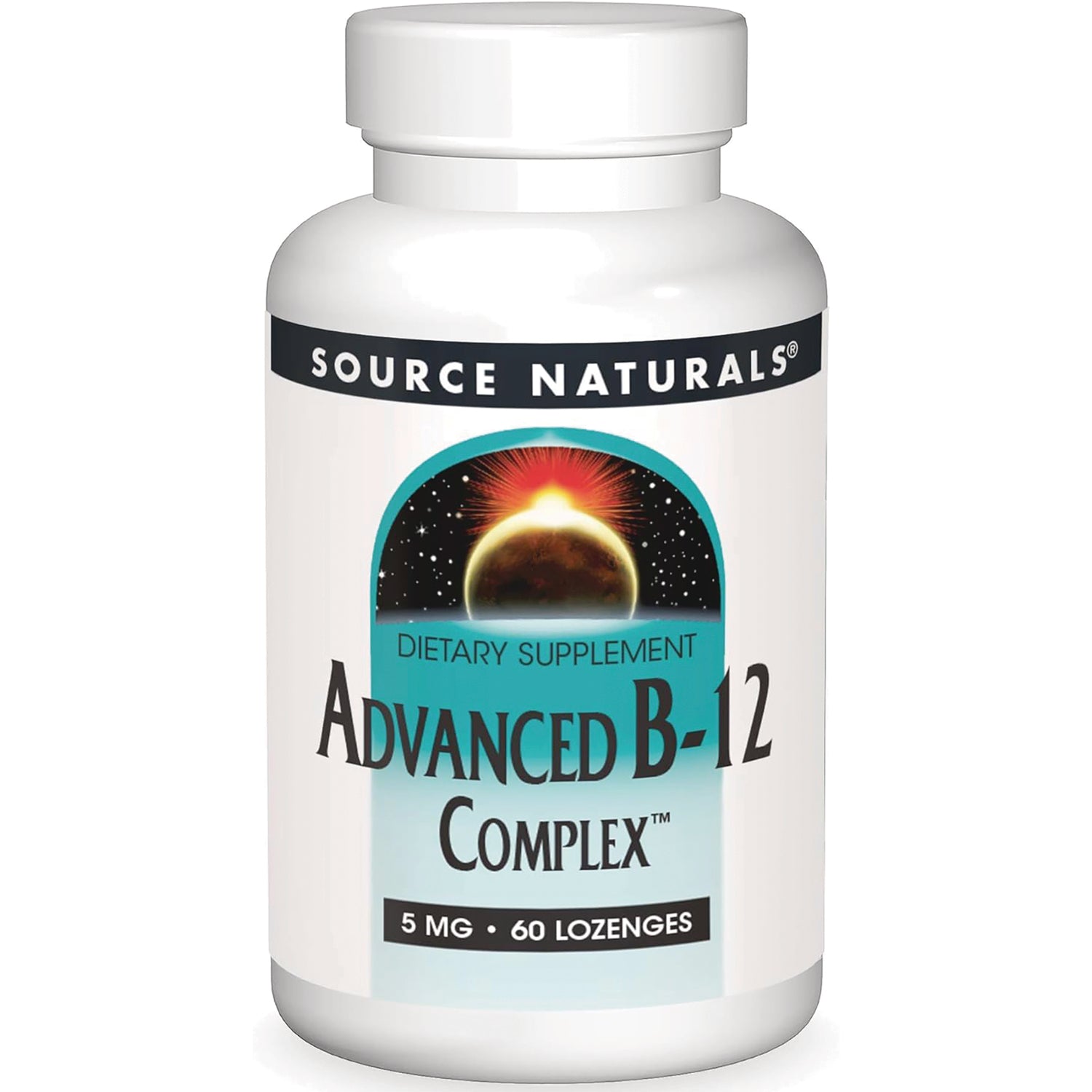 SN709 | Source Naturals Advanced B-12 Complex dietary supplement, 5 mg, 60 lozenges
