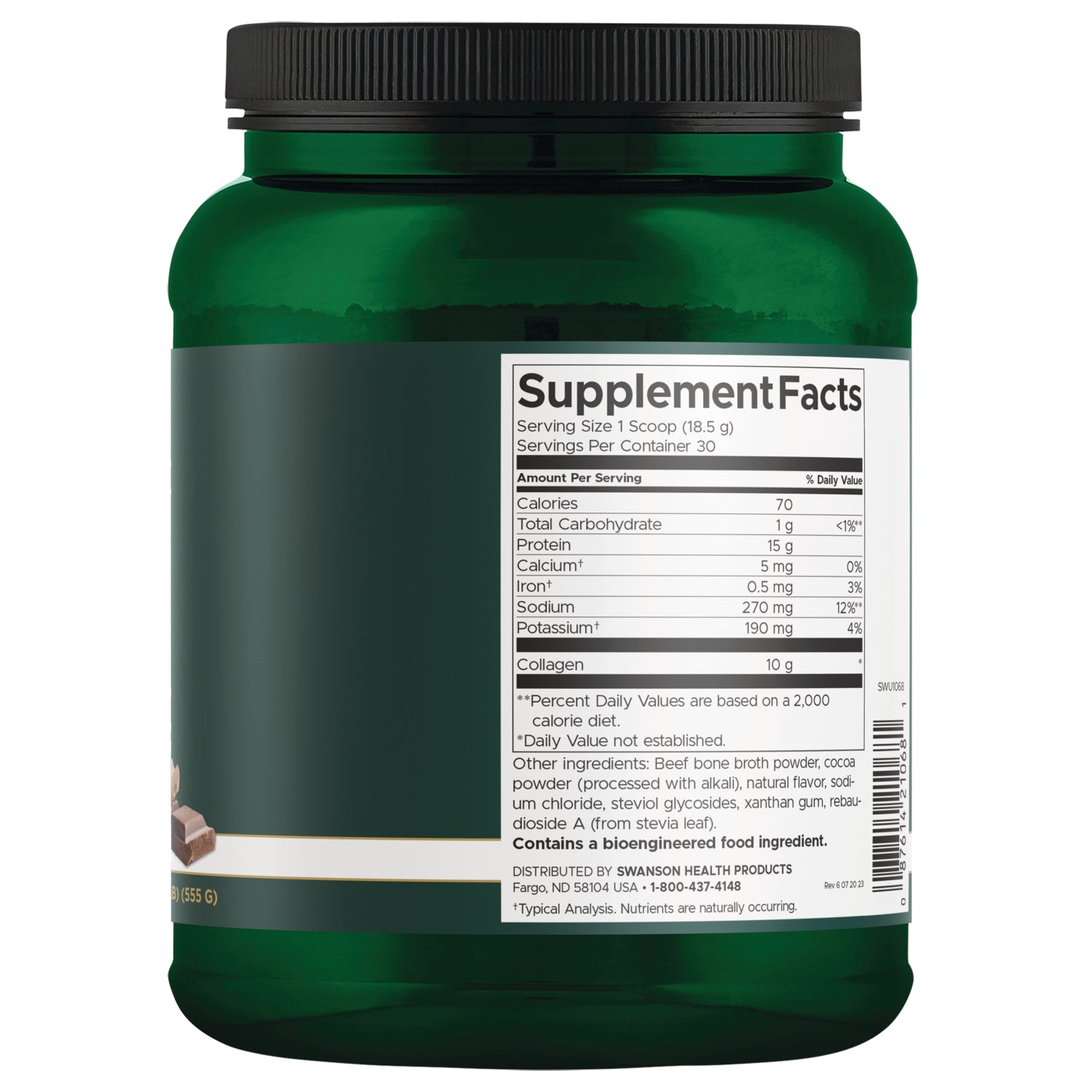 SWU1068 | Back label with ingredients and serving information