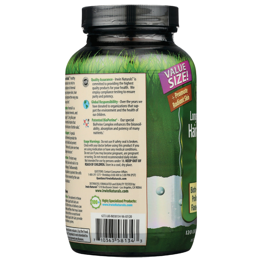 IR112 | back label product infographic on supplement bottle showing usage warnings, ingredients, barcode and Value Size badge - Thumbnail