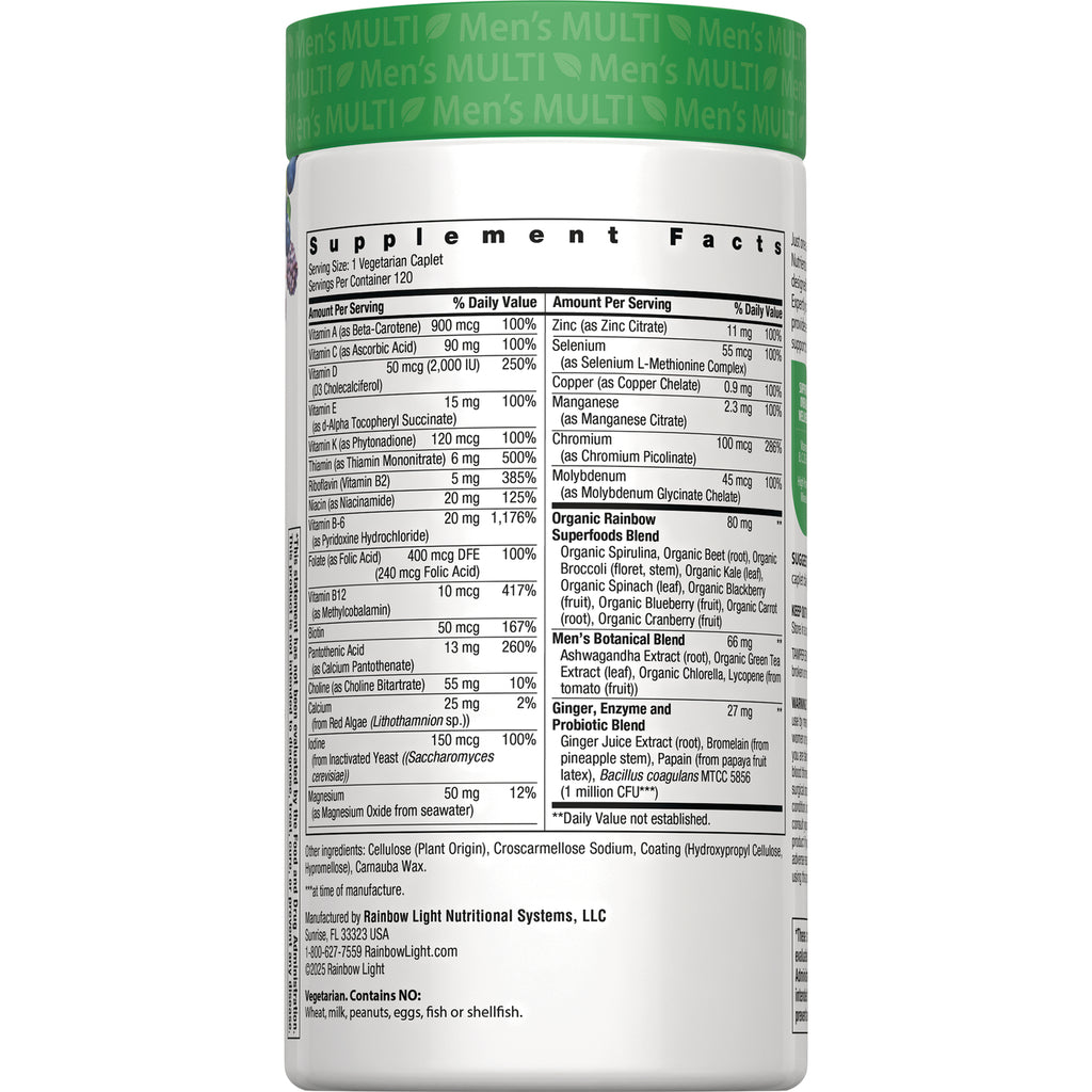 RBL171 | Supplement facts and ingredient panel on back of white supplement bottle with green cap - Thumbnail