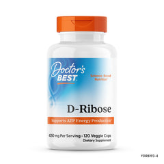 DB206 | White bottle of Doctor's Best D-Ribose supplement front label showing 850 mg 120 Veggie Caps