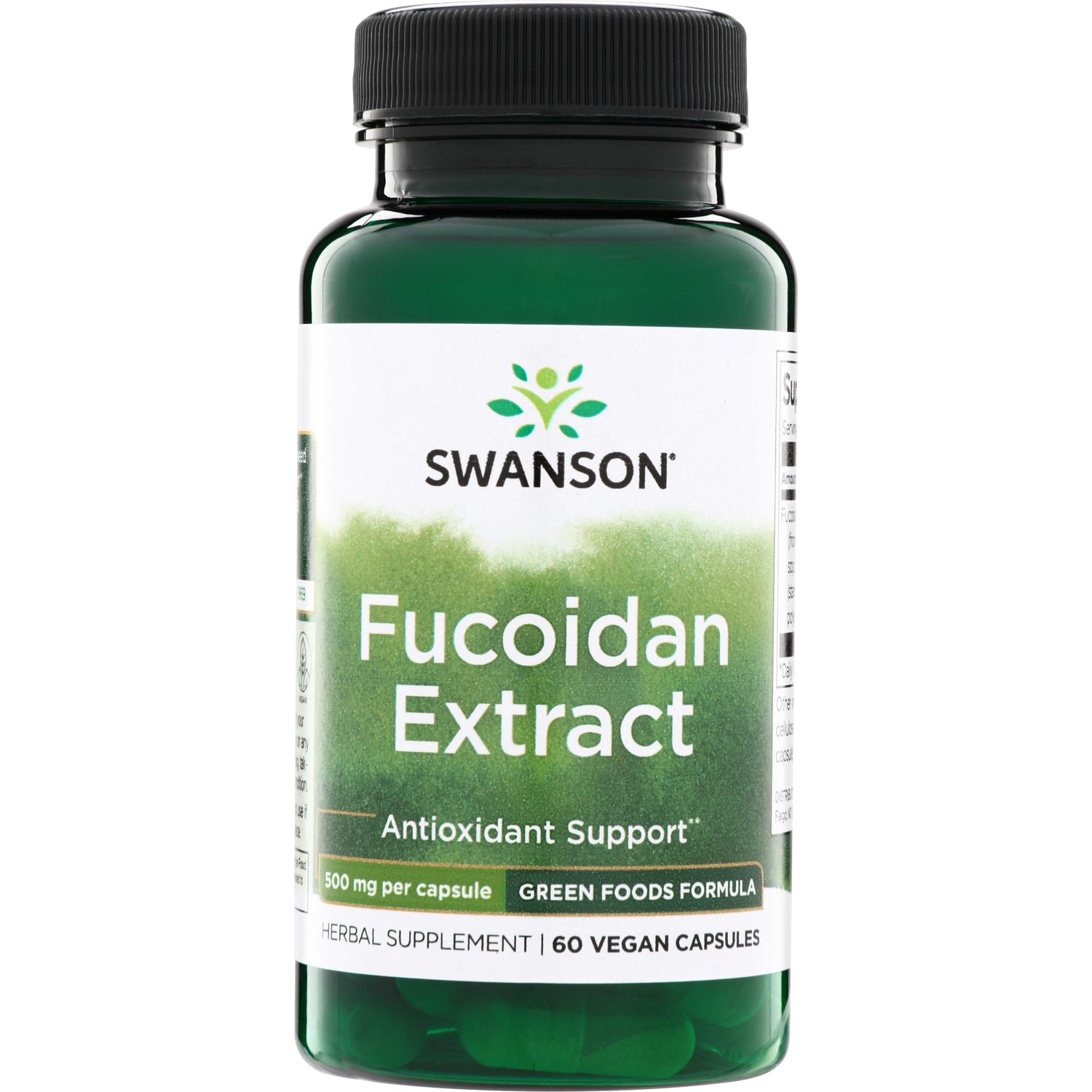 SWR085 | Swanson Fucoidan Extract supplement bottle, 60 vegan capsules, 500 mg per capsule