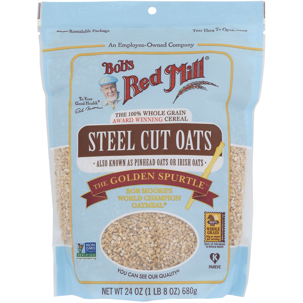 BOB329 | Bob's Red Mill Steel Cut Oats front pouch with clear window showing oats - Thumbnail
