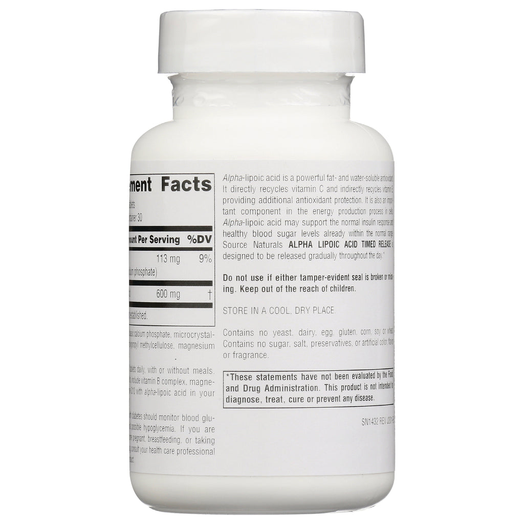 SN098 | Back label showing Supplement Facts, directions, warnings, and storage information - Thumbnail