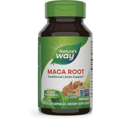 NW812 | Nature's Way Maca Root dietary supplement bottle with green label, 100 vegan capsules