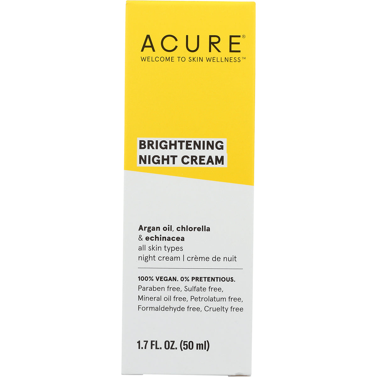 ACR013 | ACURE Brightening Night Cream box, argan oil, chlorella & echinacea, 1.7 fl oz (50 ml)
