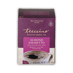TCN037 | Teeccino Roasted Herbal Tea Almond Amaretto box, Mediterranean Blend, 10 tea bags, 2.12 oz