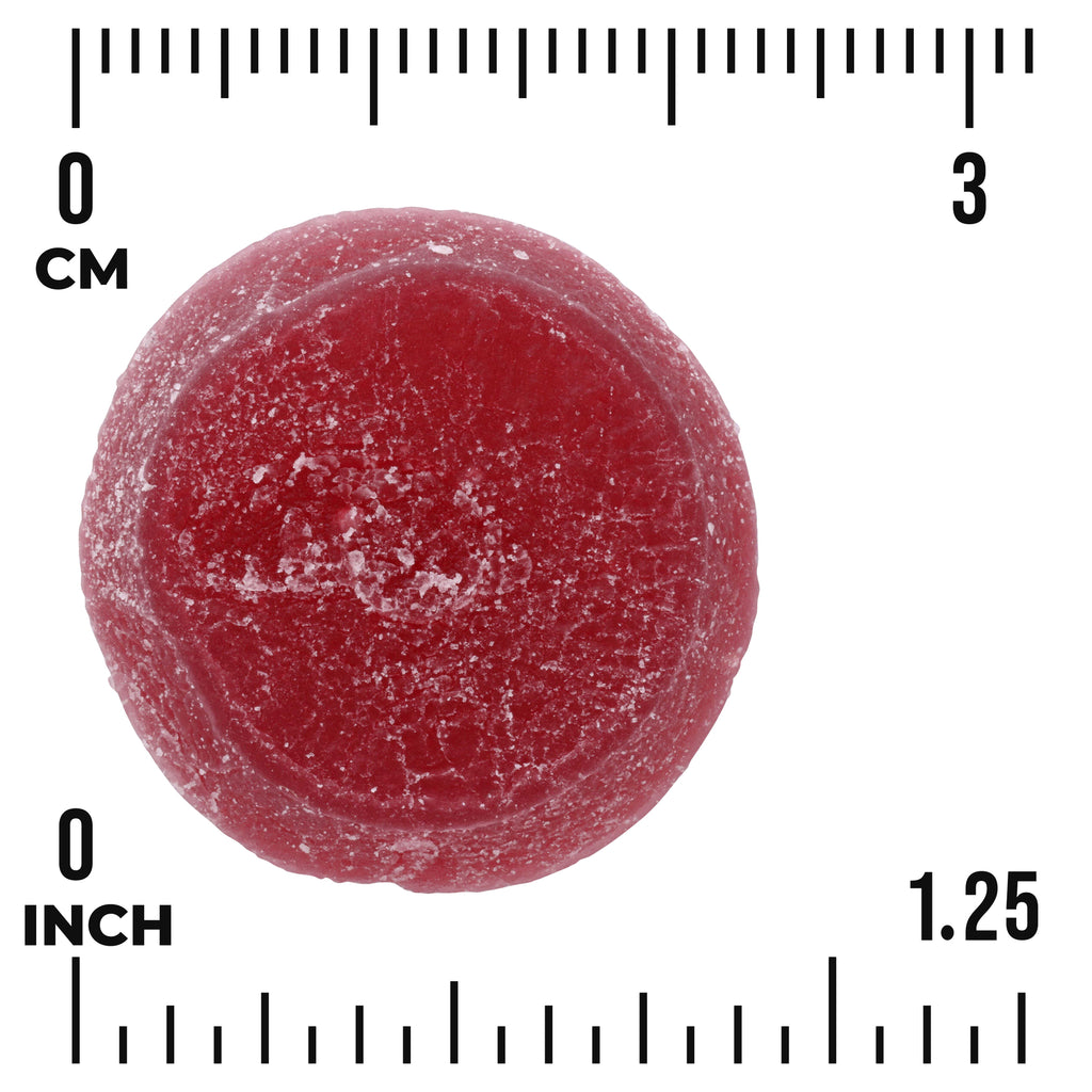 SW1909 | Red round gummy with size scale in inches and centimeters - Thumbnail