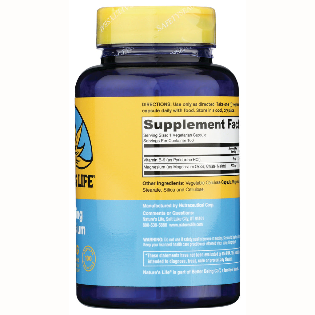 NSL003 | back label of blue supplement bottle showing Supplement Facts, directions and manufacturer information - Thumbnail