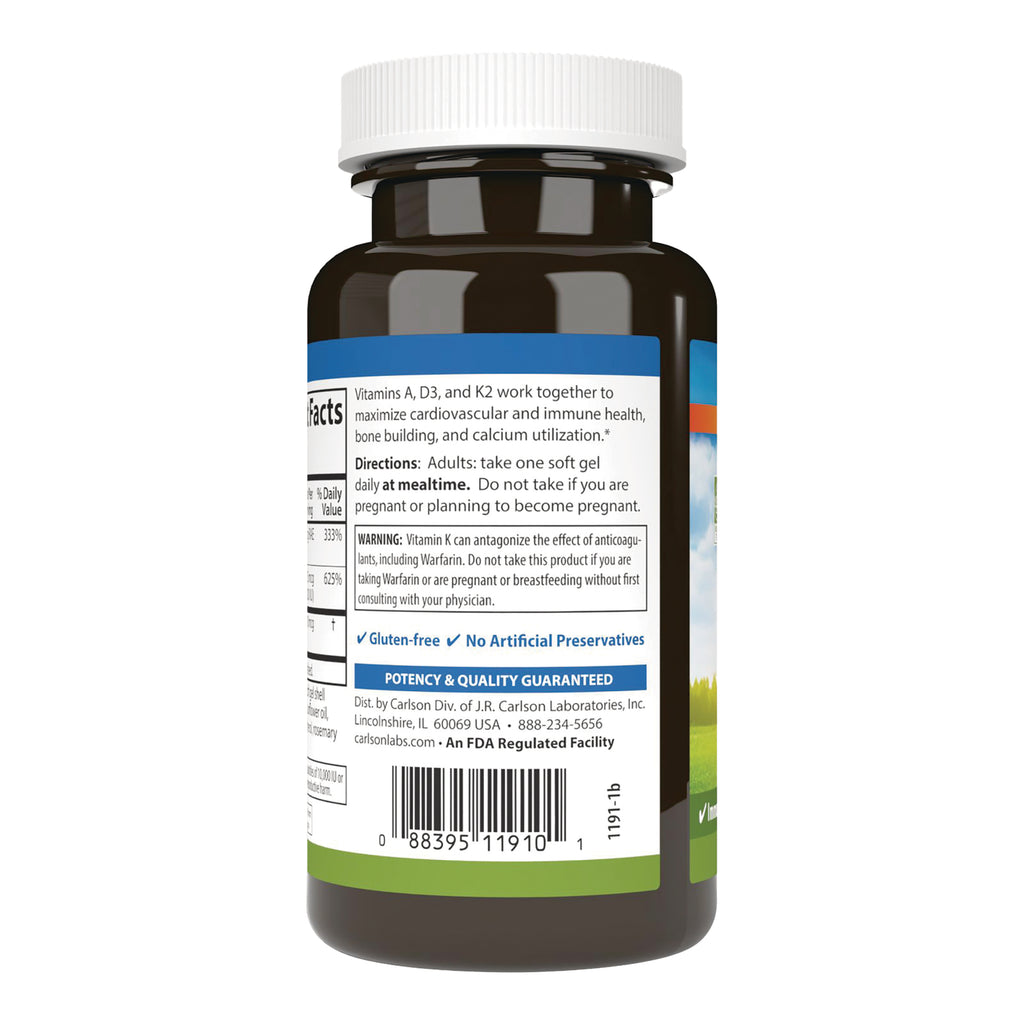 CSN329 | Back of brown supplement bottle showing directions, warning, barcode and partial supplement facts label - Thumbnail