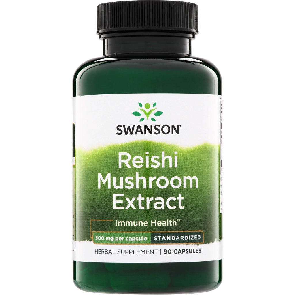 SWH143 | Swanson Reishi Mushroom Extract bottle, Immune Health, 500 mg per capsule, standardized, 90 capsules - Thumbnail
