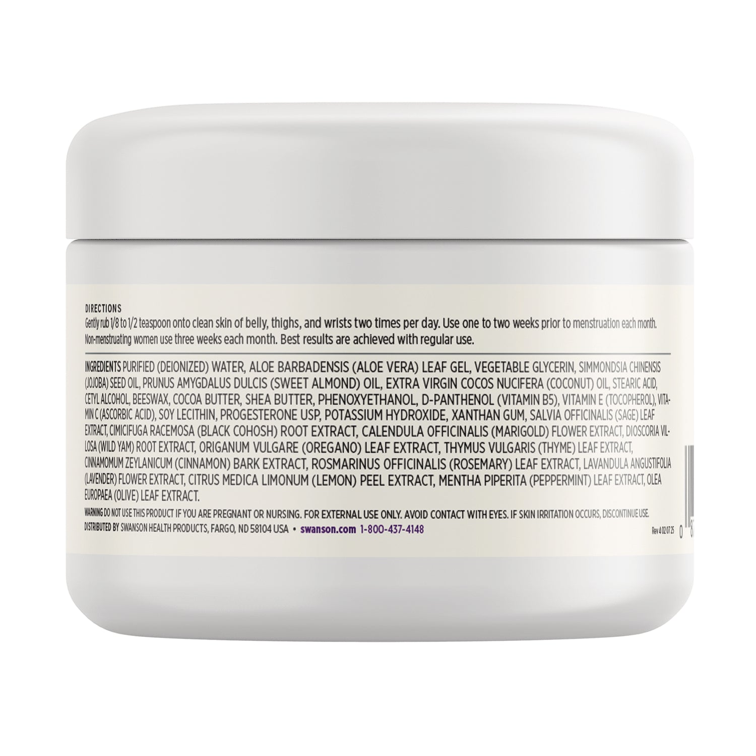 SW1460 | Back label with Ingredients, directions, and warning text on product label